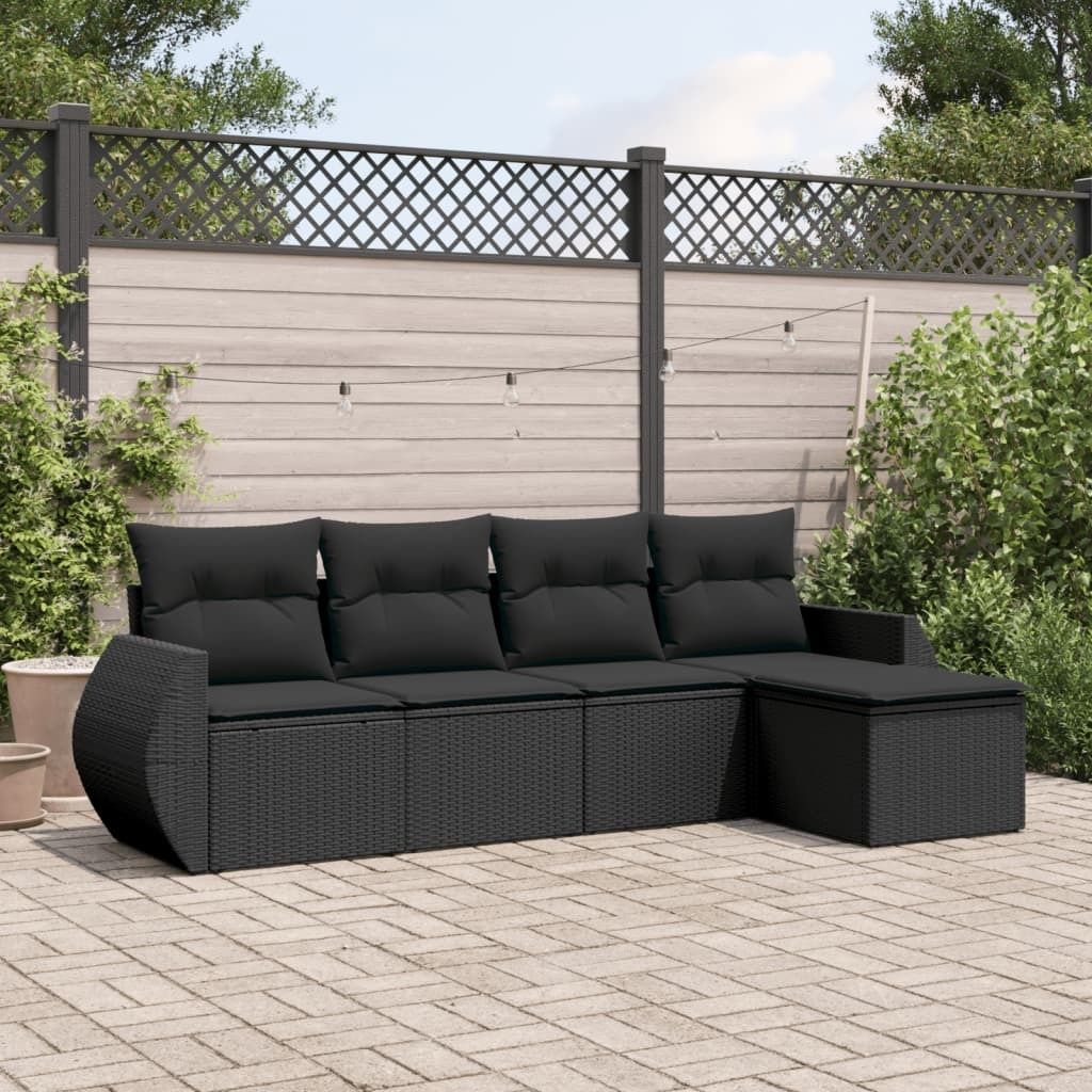 Maison Exclusive - 5-tlg. Garten-Sofagarnitur mit Kissen Schwarz Poly Rattan