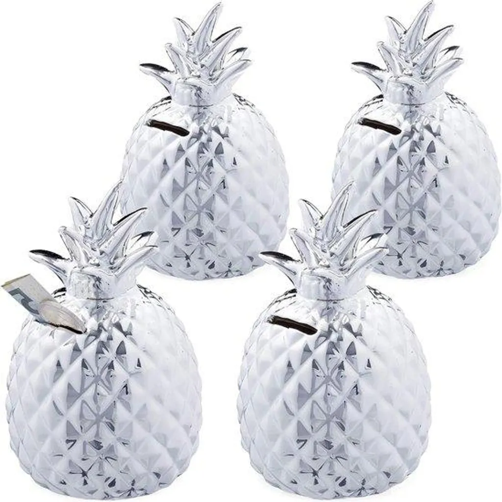 Tirelire ananas en céramique gris zinc 16 x 9 cm - Objet de décoration