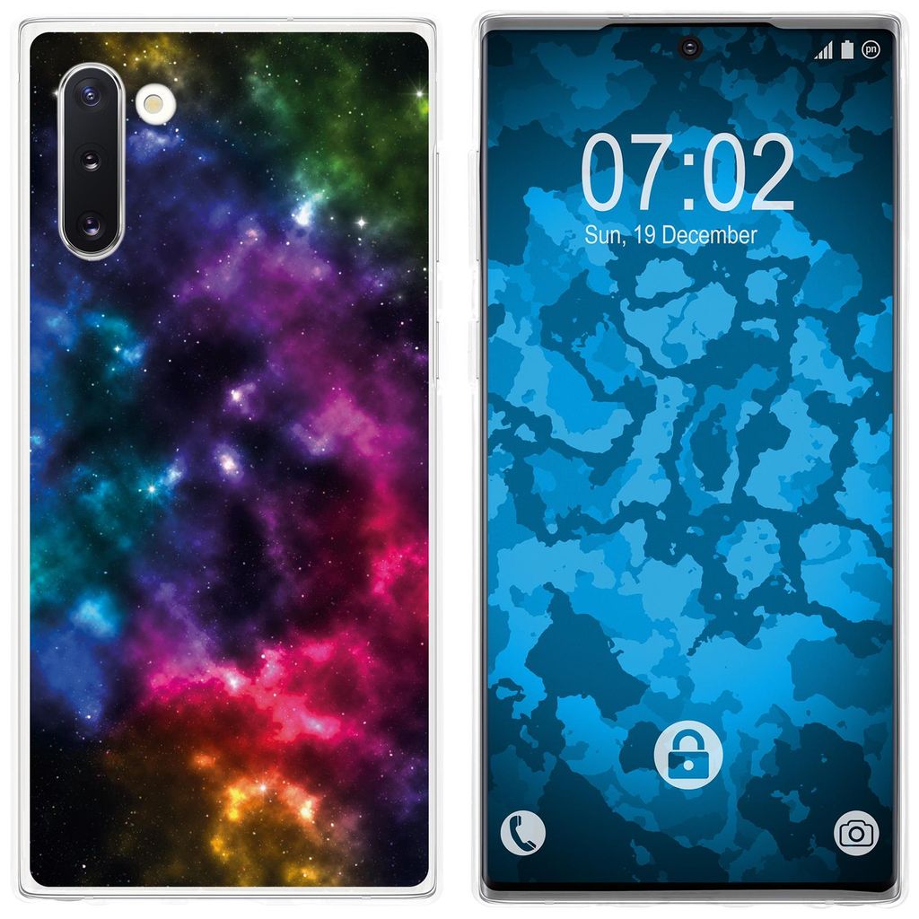 PhoneNatic Case kompatibel mit Samsung Galaxy Note 10 Silikon-Hülle Space Nebula M8