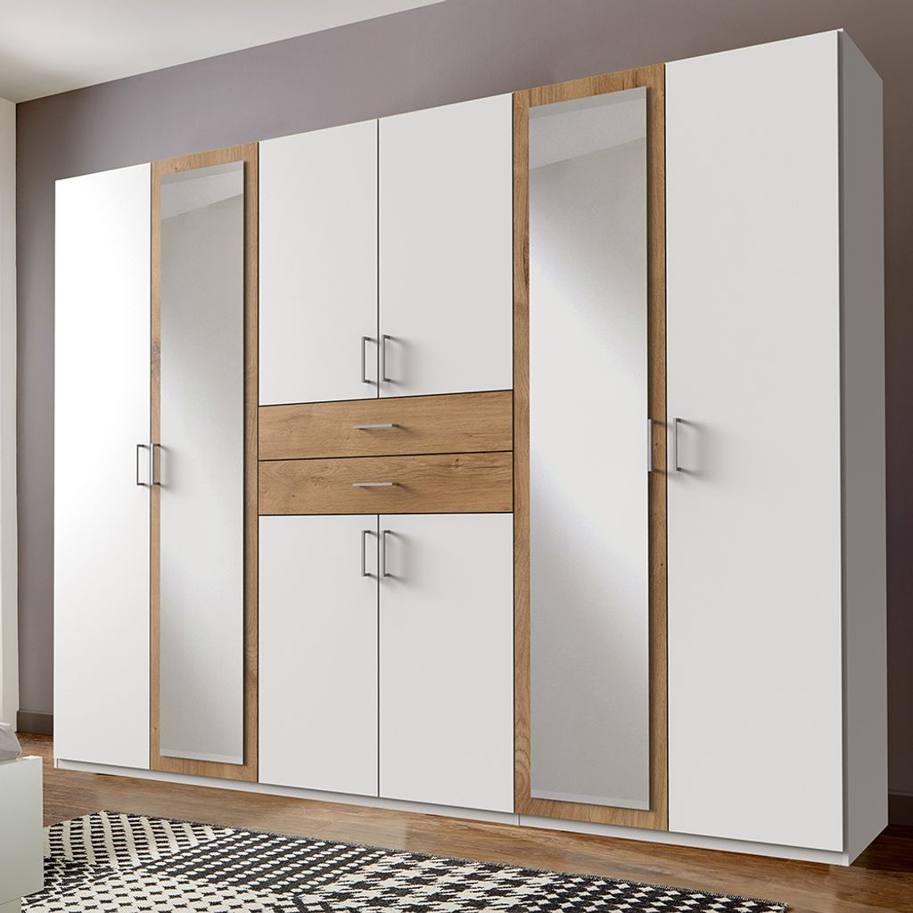 Kleiderschrank 270cm in weiß und Eiche DUNMORE-43