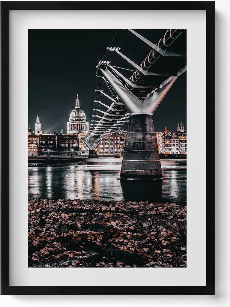St. Pauls Kathedrale in London– Wandbild mit Rahmen – Gerahmtes Bild – Wanddekoration – 50x70 cm – Schwarz Rahmen