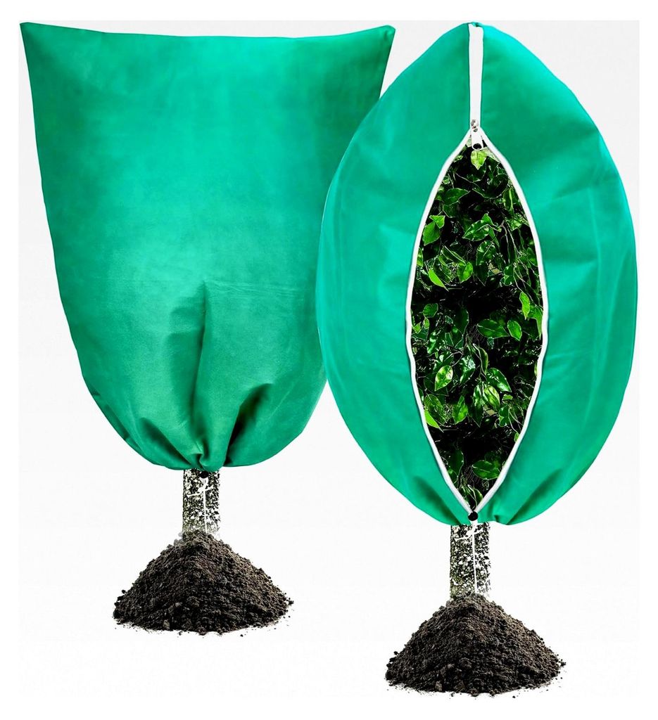 Winterschutz 80x120CM für Kübelpflanzen, Frostschutz für Pflanzen, Atmungsaktive Pflanzenschutzhaube für Sträucher und Obstbäume, 2 Stück