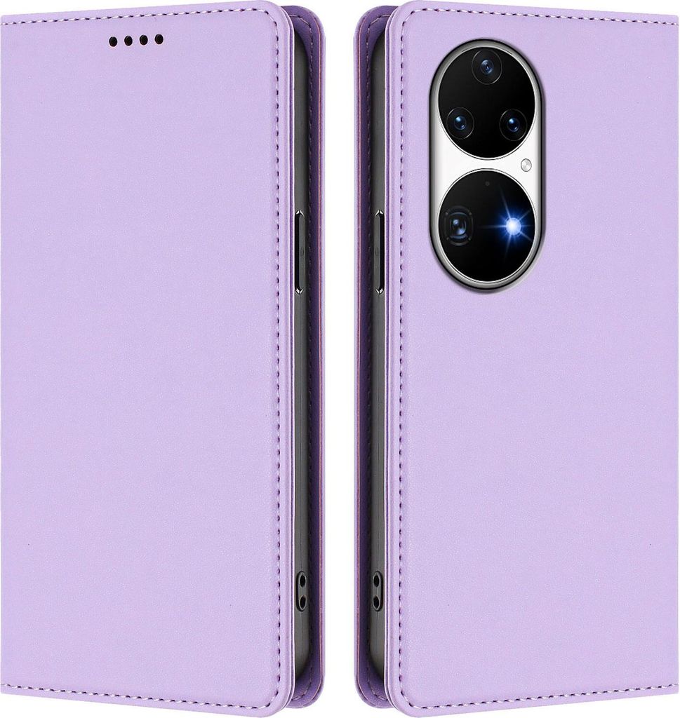 Handyhülle für Huawei P50 Pro, Kunstleder Klapphülle Stoßfeste Magnetische Hülle mit Ständer Violett