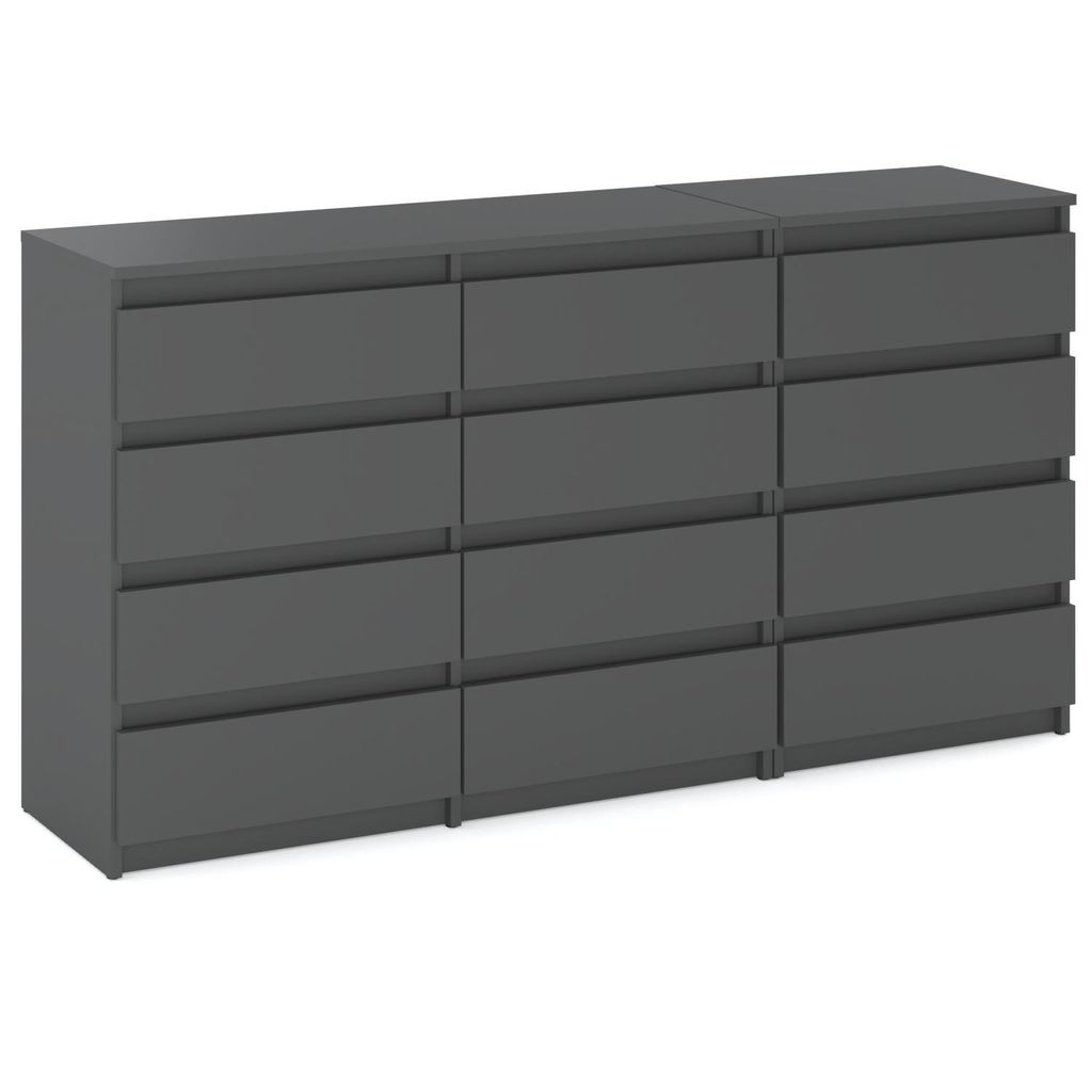 STIV Möbel | Commode à 12 tiroirs (8+4) | Gris mat | 180 cm Image du produit 