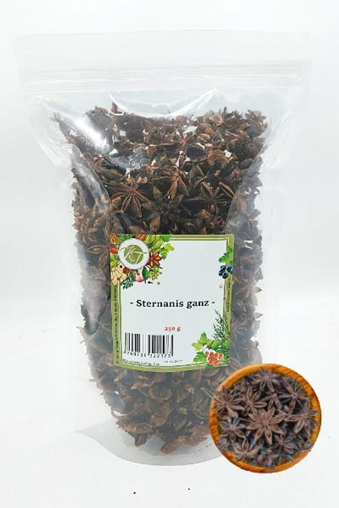 K T 250 g Echter Sternanis ganz Anisstern ganz Illicium verum - 1A Qualität