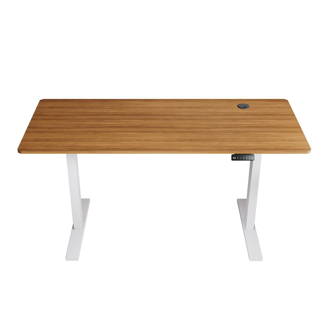 SONNI Walnuss elektrisch höhenverstellbarer Schreibtisch 140x60 cm, Tragkraft 80 kg, mit Kindersicherung und Memoryfunktion, 15 mm Tischplatte