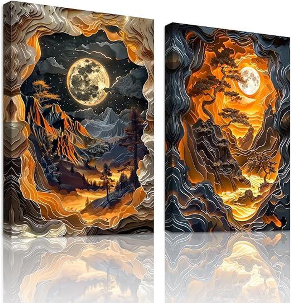 Bilder auf Leinwand Abstrakt Chinesisches Set 2-teilig 40x60 cm