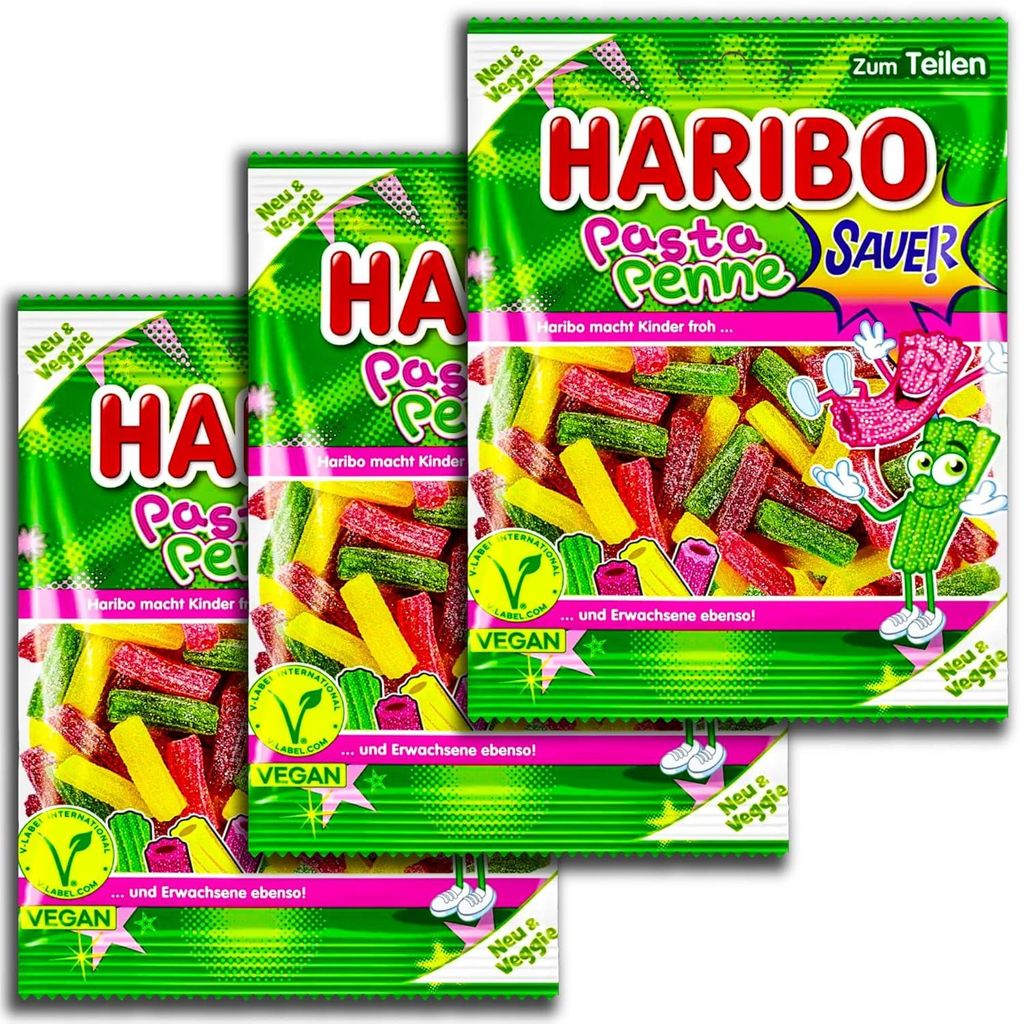 3x HARIBO 10054475 HARIBO Pasta Penne SAUER Fruchtgummi Immagine del prodotto 