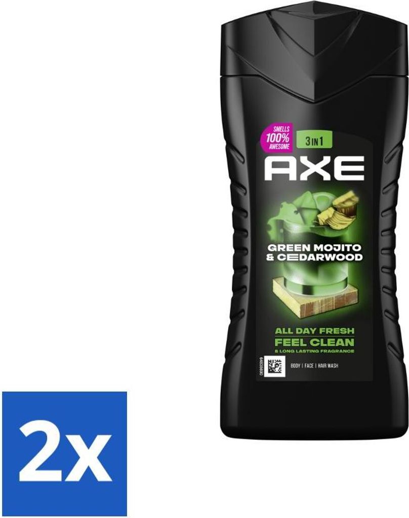 Axe 3-in-1 Duschgel Green Mojito & Cedarwood 250 ml - Vorteilspack - 2 Stücke