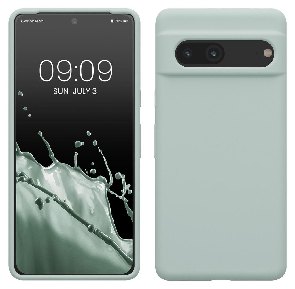 kwmobile Handyhülle für Google Pixel 7 Hülle, für Pixel 7 Case - Hülle Silikon - kabelloses Laden - Cool Mint