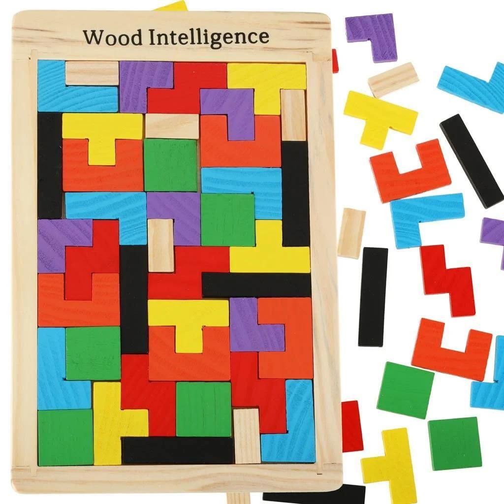 Tetris Puzzle Drevené bloky Montessori 3D puzzle hra Obrázok produktu 