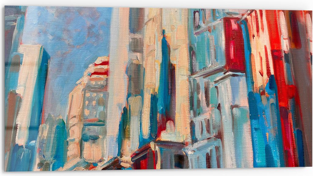 DEQORI Küchenrückwand Glas 80x40 cm 'Städtische Impulse' Spritzschutz Bad Rückwand Küche