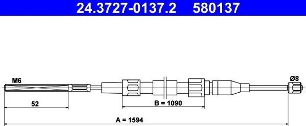 Cavo Freno a Mano VW Polo 86C 80 ATE 24.3727-0137.2 | Originale