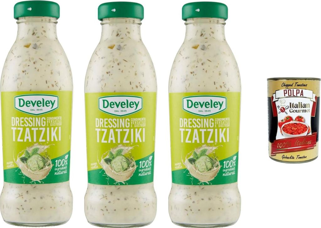 Italian Gourmet Tzatziki Dressing 3×230 ml cremige Joghurtsauce mit Gurke & Kräutern für Salat, Gyros, Wraps & Dips, mediterrane Sauce Vorteilsp...