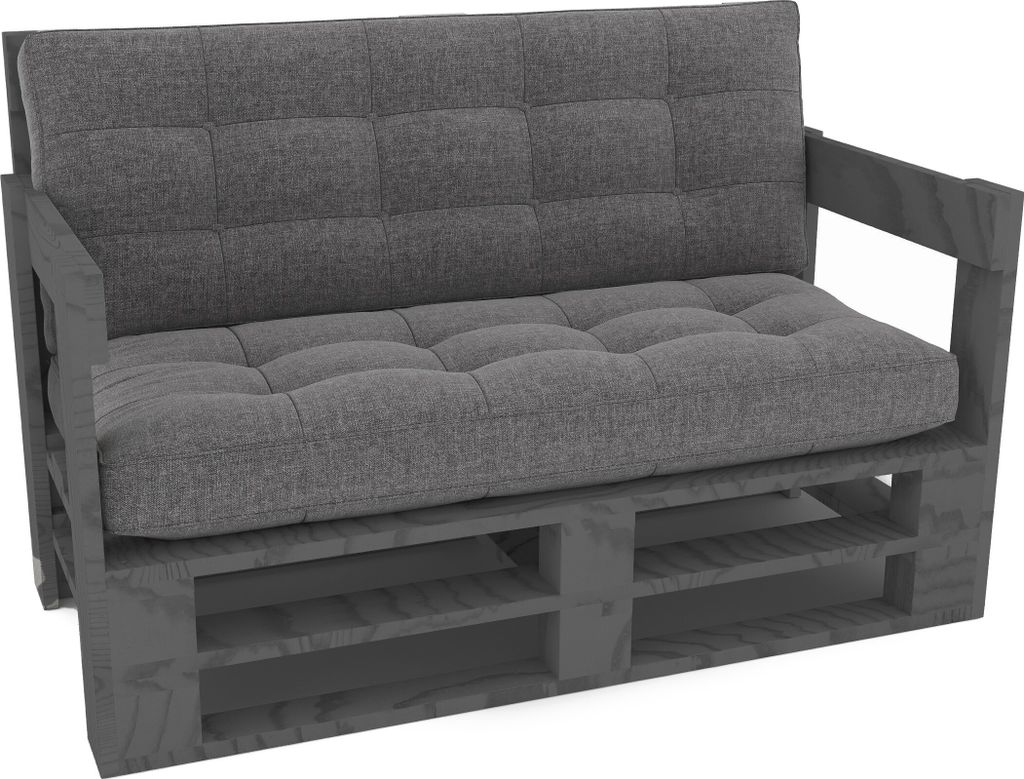 Lermowood Palettenmöbel Mpe Sofa 100 x 80 cm Grau | Europaletten Indoor und Outdoor Lounge Gartenmöbel Holz Gartenmöbel Set Lounge Möbel Terras...