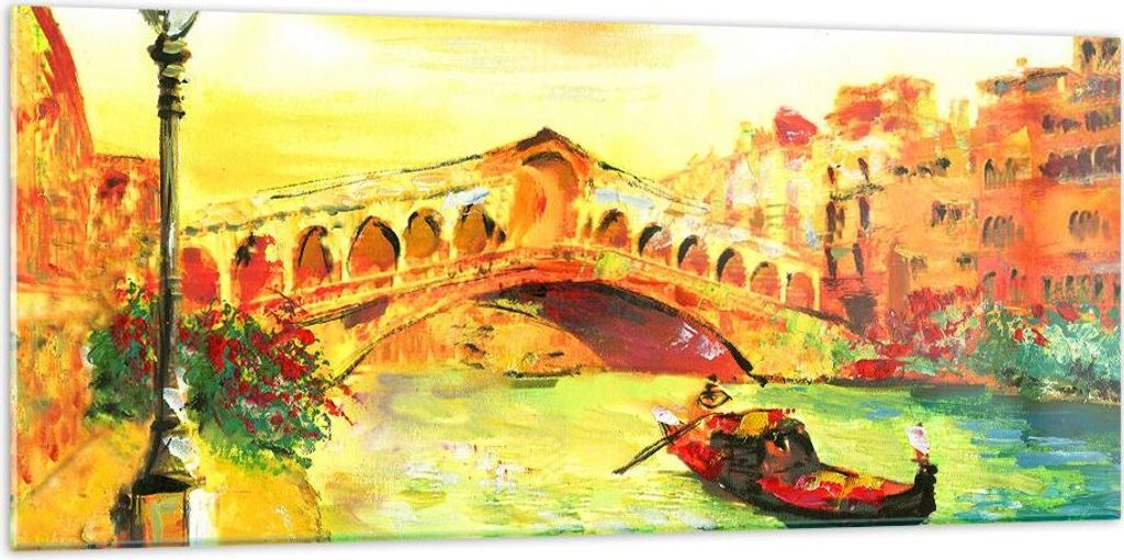 Bilder auf glas - Venedig Gondel - 120x50cm - Glasbilder - Wandbilder - Kunstdruck - zum Aufhängen bereit - Wanddekoration aus Glas - Glas Bilder ...