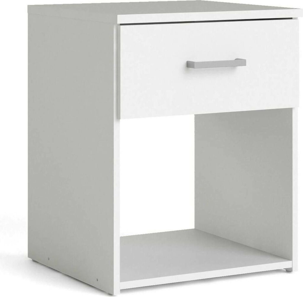 Nachttisch Giustina, Niedrige Kommode, Tisch, Multifunktionaler Nachttisch, 38x36 h48 cm, Weiß