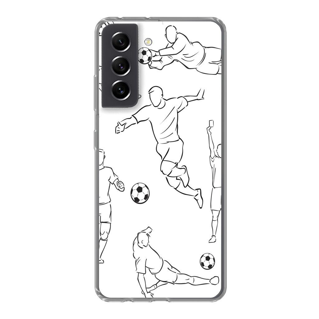 MuchoWow Handyhülle Schutzhülle Hülle für Samsung Galaxy S21 FE Eine Illustration von Spielern in verschiedenen Positionen - Junge - Mädchen...