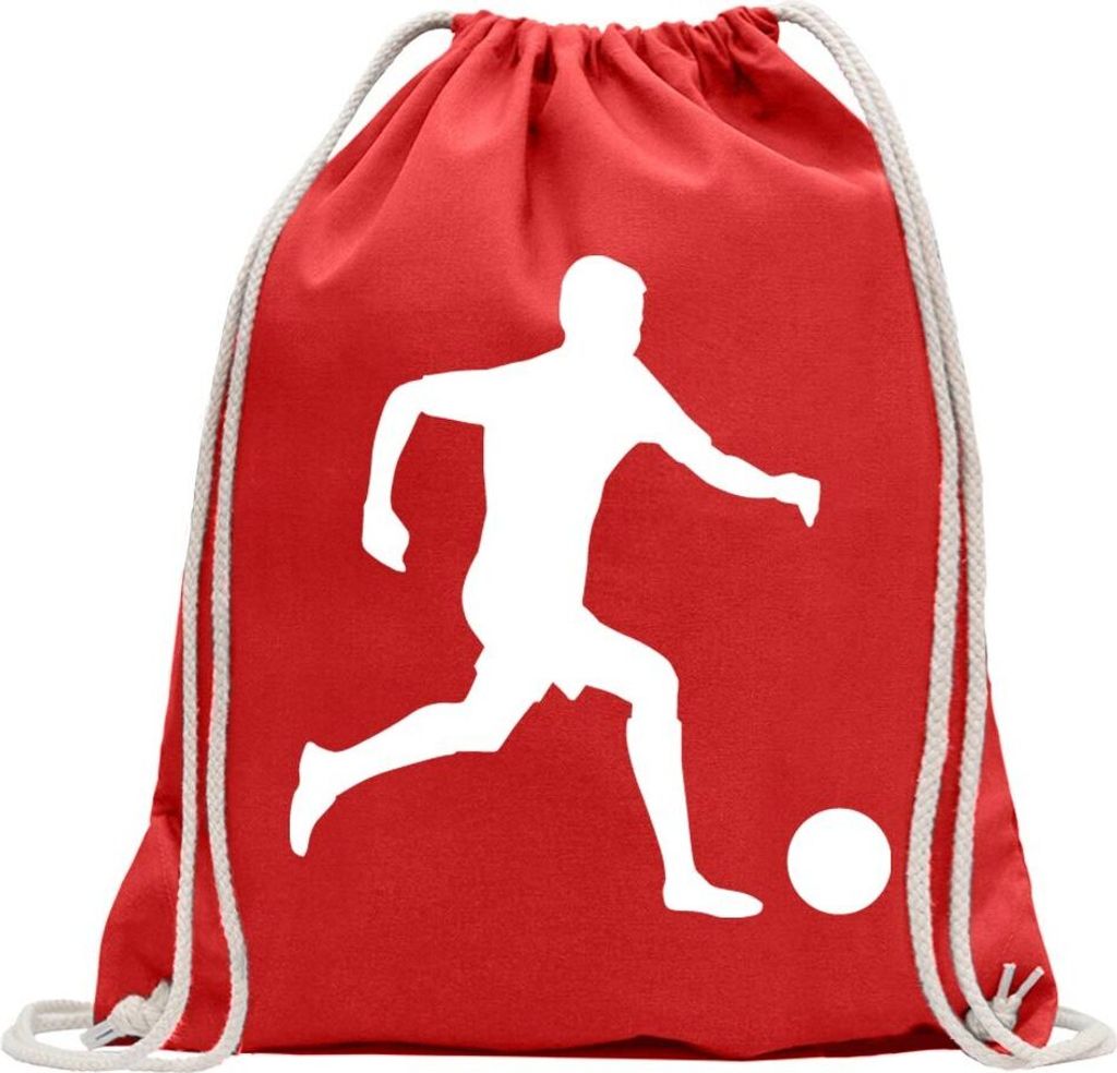 Kiwistar - Turnbeutel - rot - Fussball Spieler football Soccer - Fun Rucksack Sport Beutel Gymsack Baumwolle mit Ziehgurt