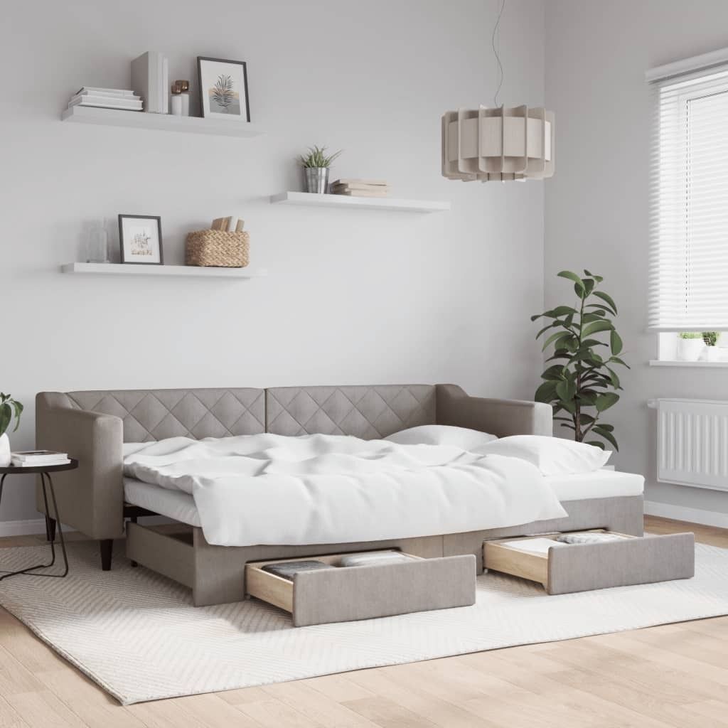 Maison Exclusive - Tagesbett Ausziehbar mit Schubladen Taupe 80x200 cm Stoff