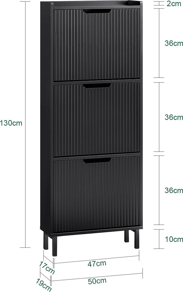 SoBuy FSR177-H-SCH Schuhkipper mit 3 Klappen Schuhschrank Produktbild 3