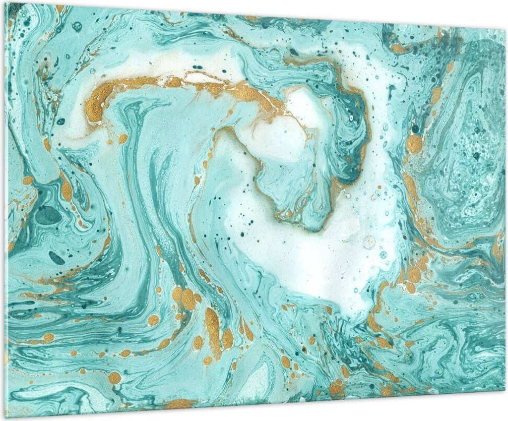 Bilder auf glas - Abstraktion blau Wasser modern - 100x70cm - Glasbilder - Wandbilder - Kunstdruck - zum Aufhängen bereit - Wanddekoration aus Gla...