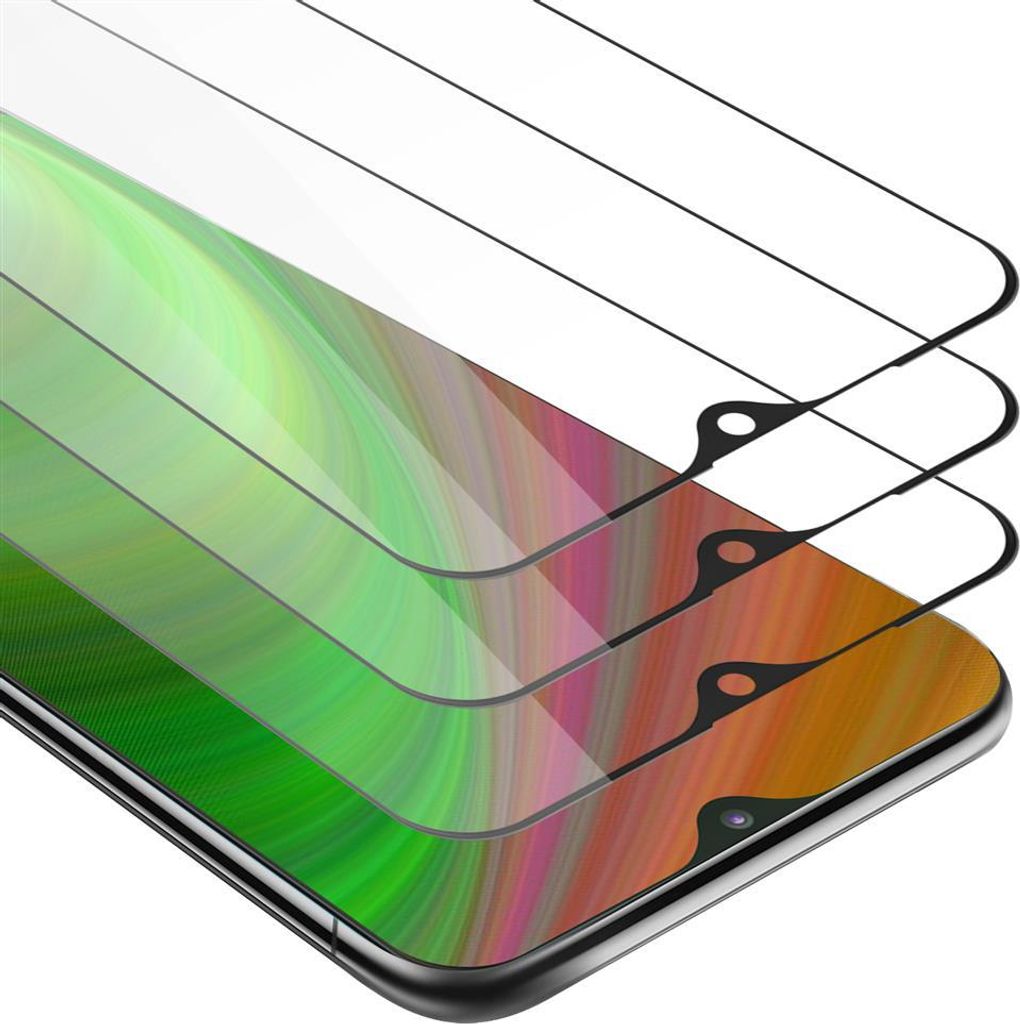 Cadorabo 3x Vollbild Panzer Folie für Samsung Galaxy M10 Schutzfolie in Schwarz Tempered Display-Schutzglas