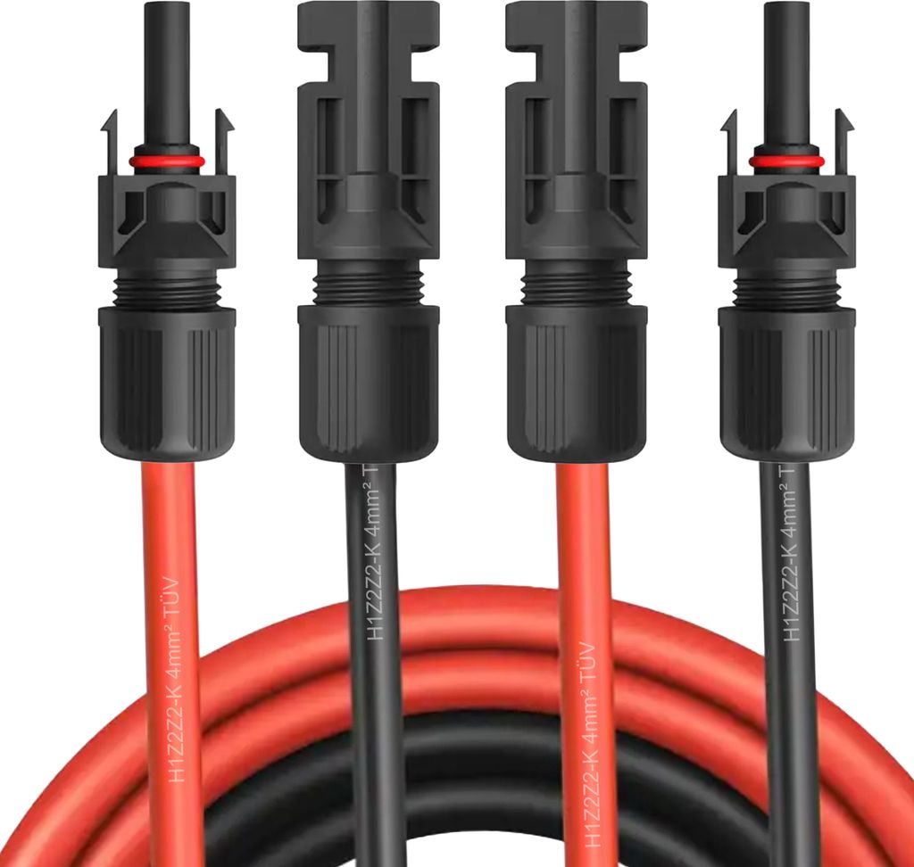 Solar Verlängerungskabel Kabel für Solarmodule Solarkabel Stecker 1500V 4mm² 6mm²Kabelquerschnitt:4mm²;Länge:2x 7m incl. Stecker
