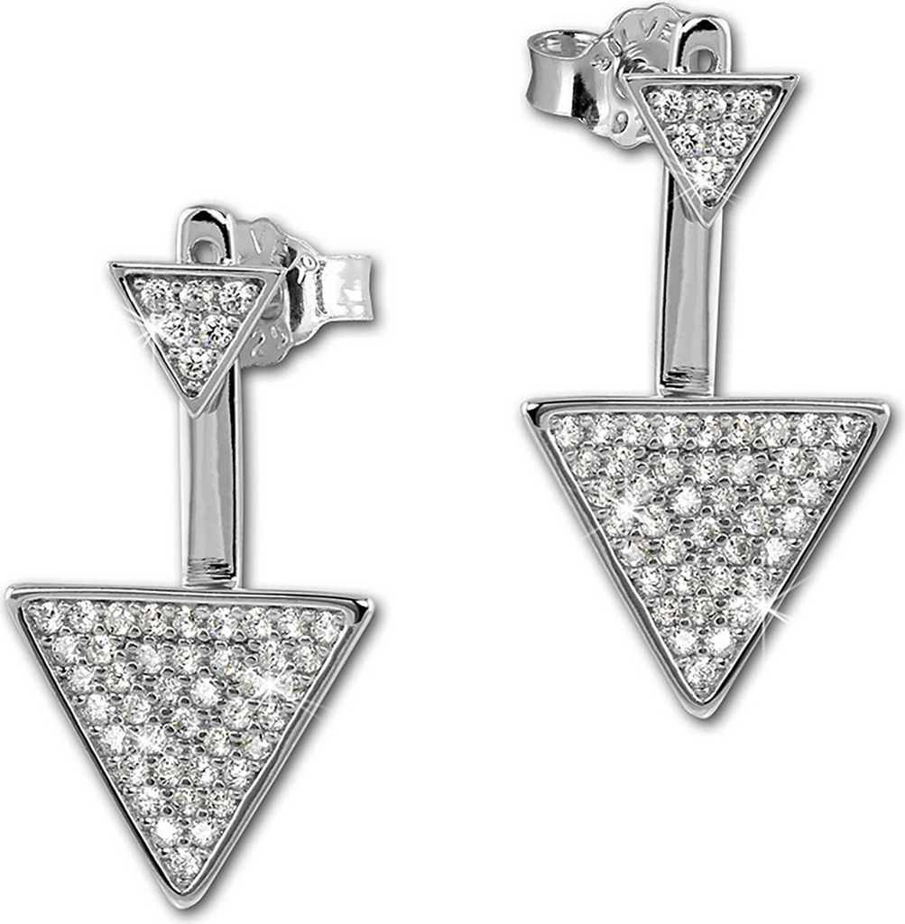 SilberDream weiß Ohrringe Ear Cuff Dreieck Zirkonia Silber Ohrstecker GSO447W