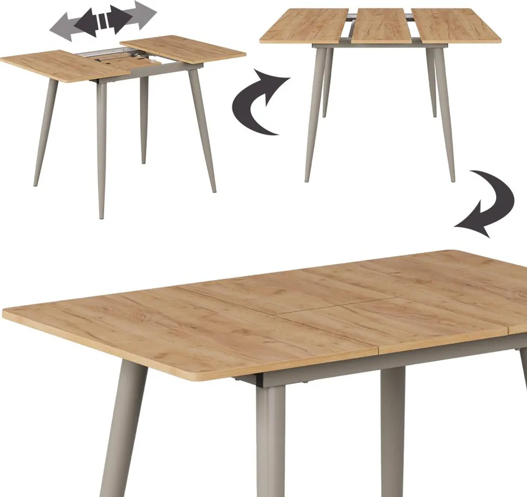 Table extensible pour petit espace Vicco Beaver chêne gris 80x70cm - 5