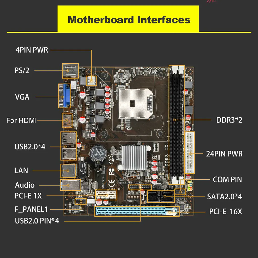 Carte mère Micro-ATX A55M compatible processeur AMD série A socket FM1 - 6