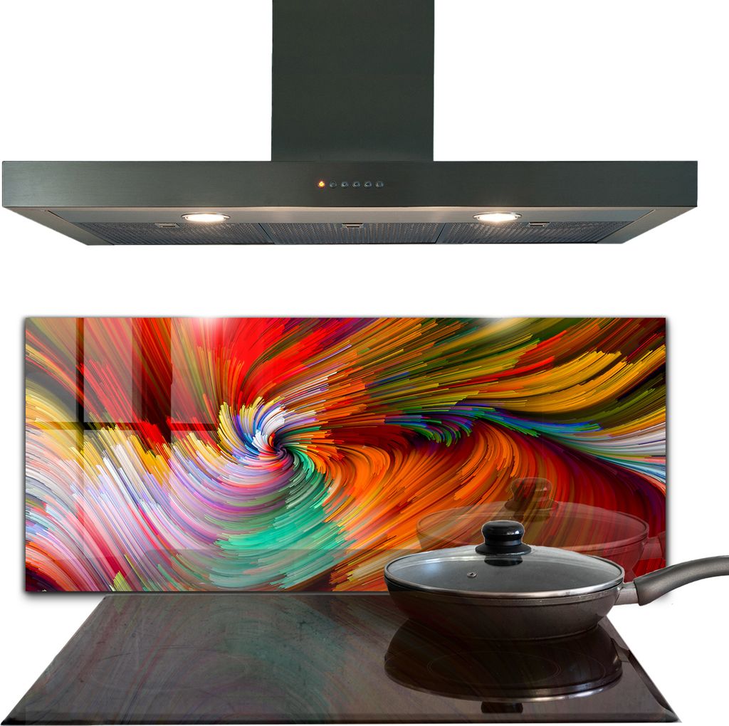 Spritzschutz aus Glas Küchenrückwand - Wandschutz für Herd und Spüle - 125x50 cm - Energetische Farbmischung