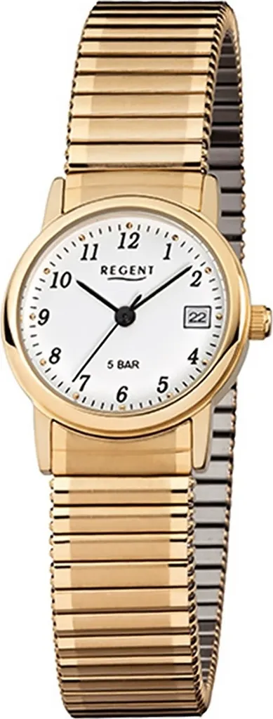 Montre Regent F-890 montre mixte dorée analogique avec bracelet en acier