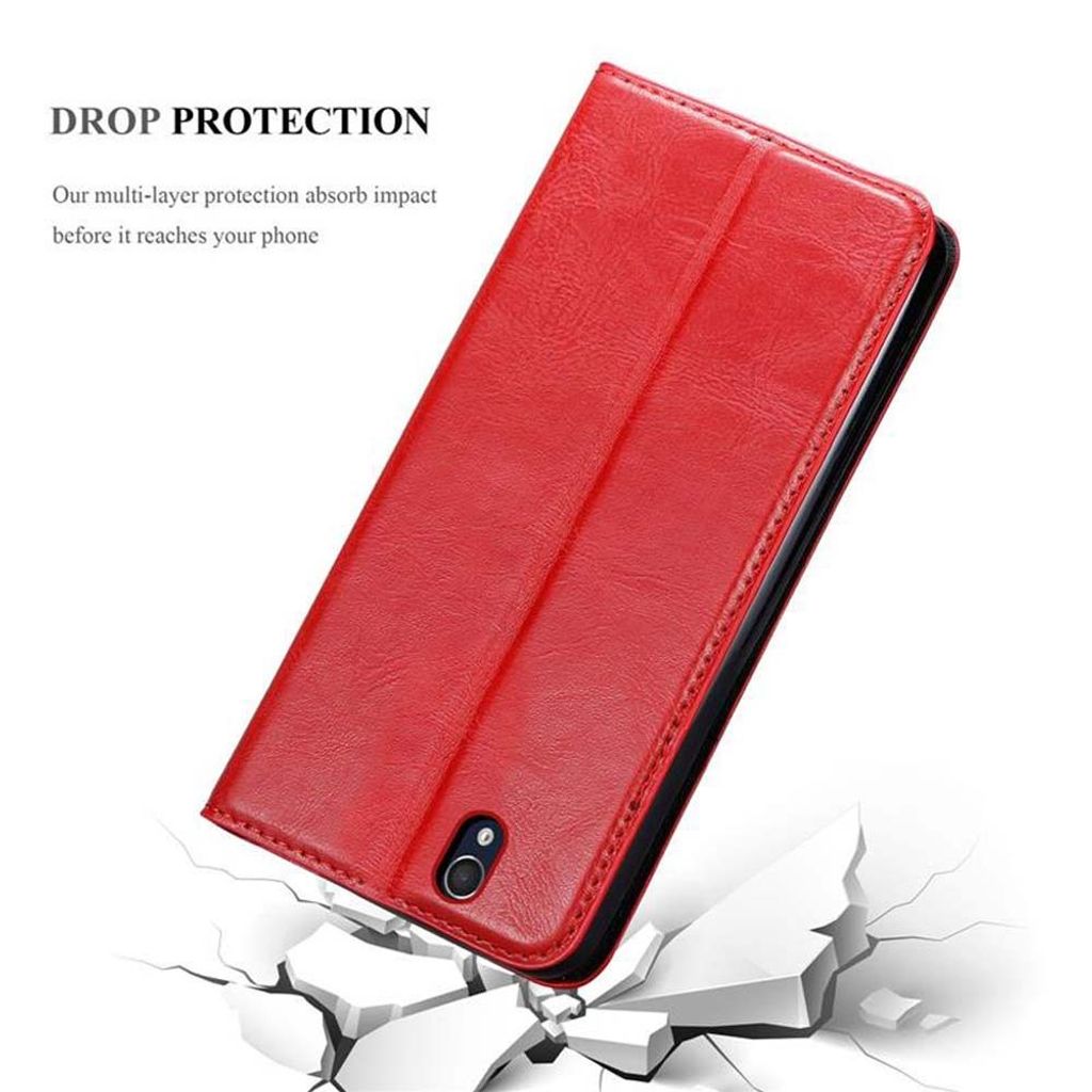 Cadorabo Hülle für Sony Xperia Z Schutz Hülle in Rot Handyhülle Etui Case Cover Magnetverschluss