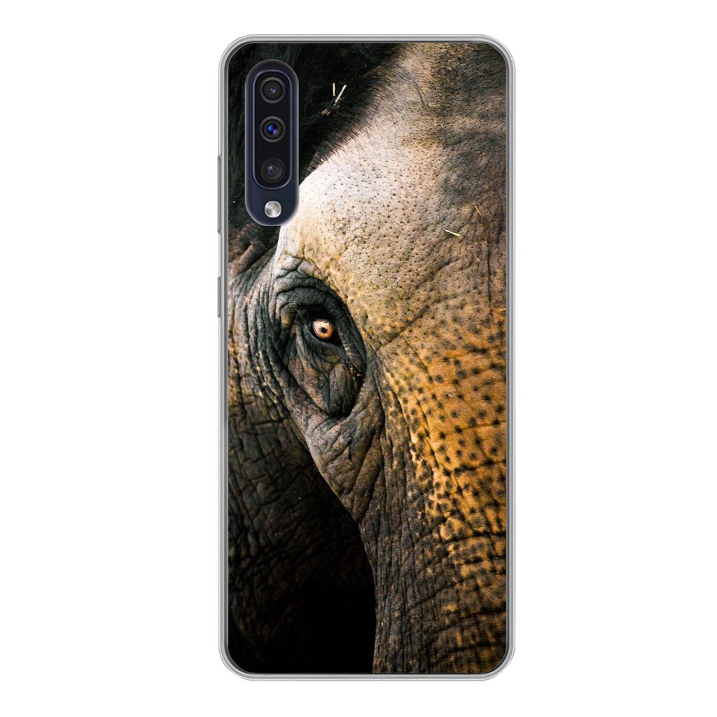 MuchoWow Handyhülle Schutzhülle Hülle für Samsung Galaxy A50 Elefant - Nahaufnahme - Tiere - Natur Silikon Softcase Handy Hülle - Mobiltelef...
