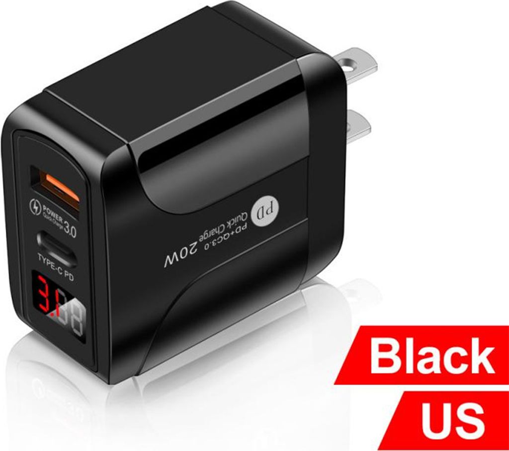 Qc3.0 Pd Handy-Ladegerät 20w Schnellaufladen Digitale Anzeigeköpfe Zubehör Kompatibel für Iphone13 US-Stecker