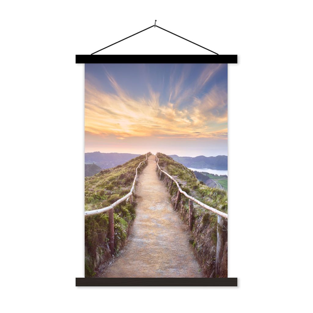 MuchoWow Textilposter Berge - Natur - Weg 120x180 cm mit schwarzem Rahmen - Fotos