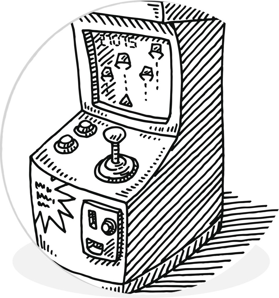 MuchoWow Rundes Wandbild - Runde Bilder Arcade - Spiel - Retro - Illustration Ø 30 cm Kreis Wanddekoration Kunststoff - Wandkreis - Wandschmuck ...