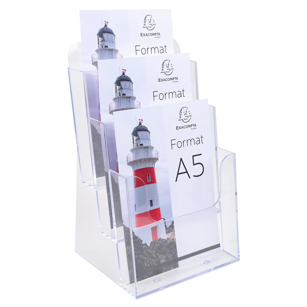 Distributeur de Flyers A5 Transparent 3 Compartiments Exacompta 75158D - 6