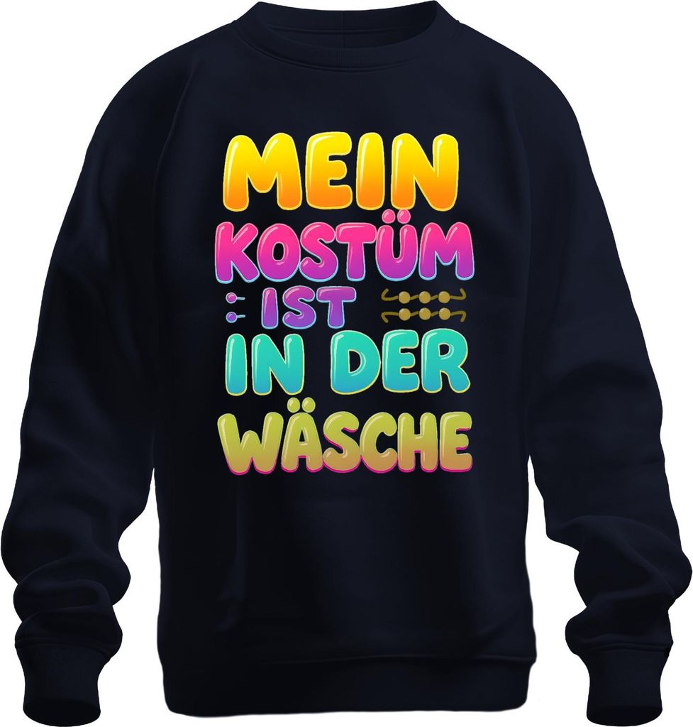 Mein Kostüm ist in der Wäsche lustig Fasching Karneval Geschenk Uni Sweatshirt Pullover, Navy, M