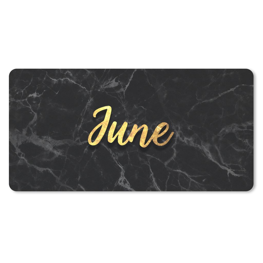 MuchoWow Mauspad Mousepad Kalender - Juni - Gold - Marmor 60x30 cm - Mousepads - Maus Mat - Pad - Mausunterlage - Nachhaltig