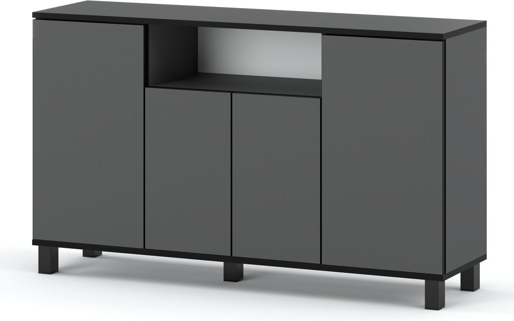 Skandinavische Kommode Sideboard Holz 140x80x35 für Wohnzimmer, Flur oder als Kommode Schlafzimmer - Minimalistisches Design - Hohe Qualität Grau...