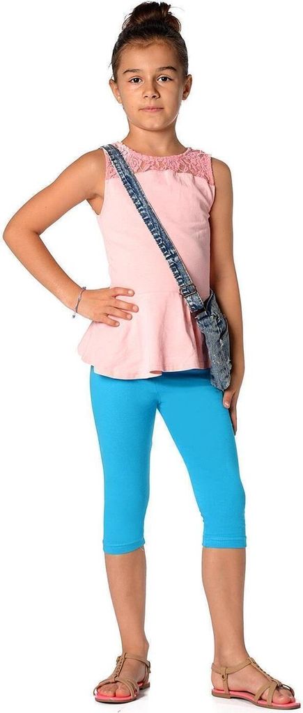 Kinder 3/4 Leggings in 22 Farben Baumwolle; Türkis 104