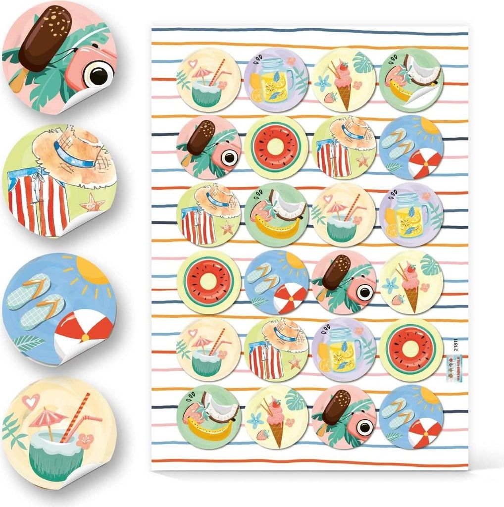 Logbuch-Verlag 24 sommerliche Geschenkaufkleber - Freizeit Motive - Urlaub Strand Sommerdeko Aufkleber Sommerurlaub Fotoalbum