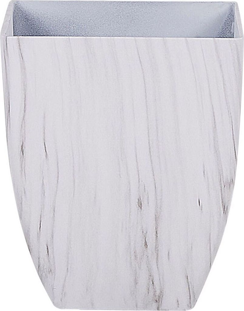 BELIANI Blumentopf Weiß Steingemisch quadratisch 28x28x34 cm Marmor Optik Modern Gartenaccessoires Gartenzubehör Gartendekoration