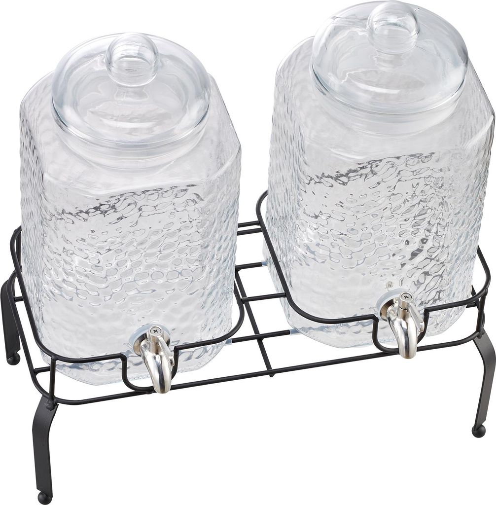 SucceBuy Getränkespender 2X5,5L aus Glas mit Zapfhahn für Partys und Bars