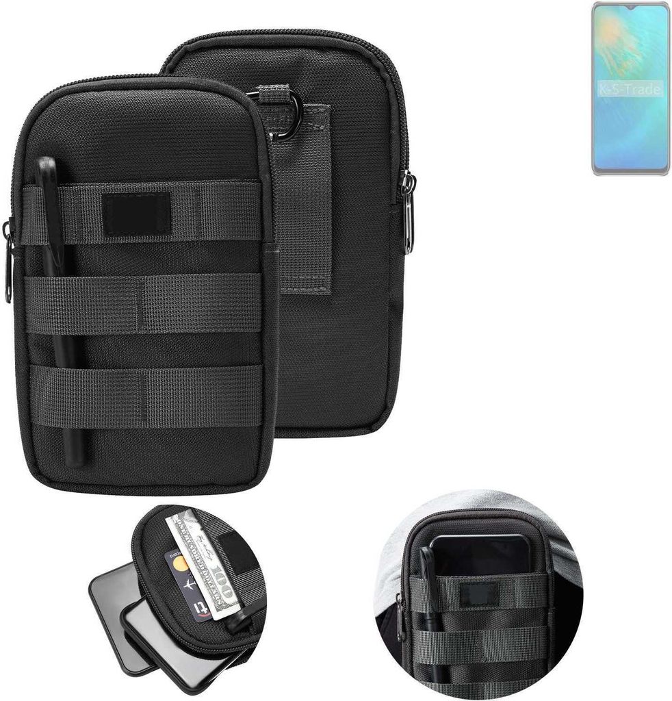 K-S-Trade Holster Gürtel Tasche kompatibel mit Oukitel C37 Handy Tasche Schutz Hülle dunkel-grau viele Fächer, 1x
