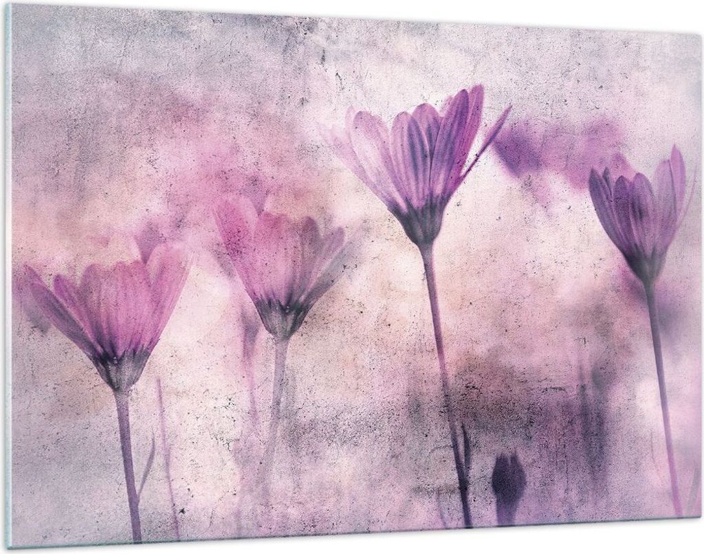 Bilder auf glas - Einteilig - Blumen Rosa Vintage - 120x80cm - Glasbilder - Wandbilder - Bilder - zum Aufhängen bereit - Wanddekoration aus Glas -...