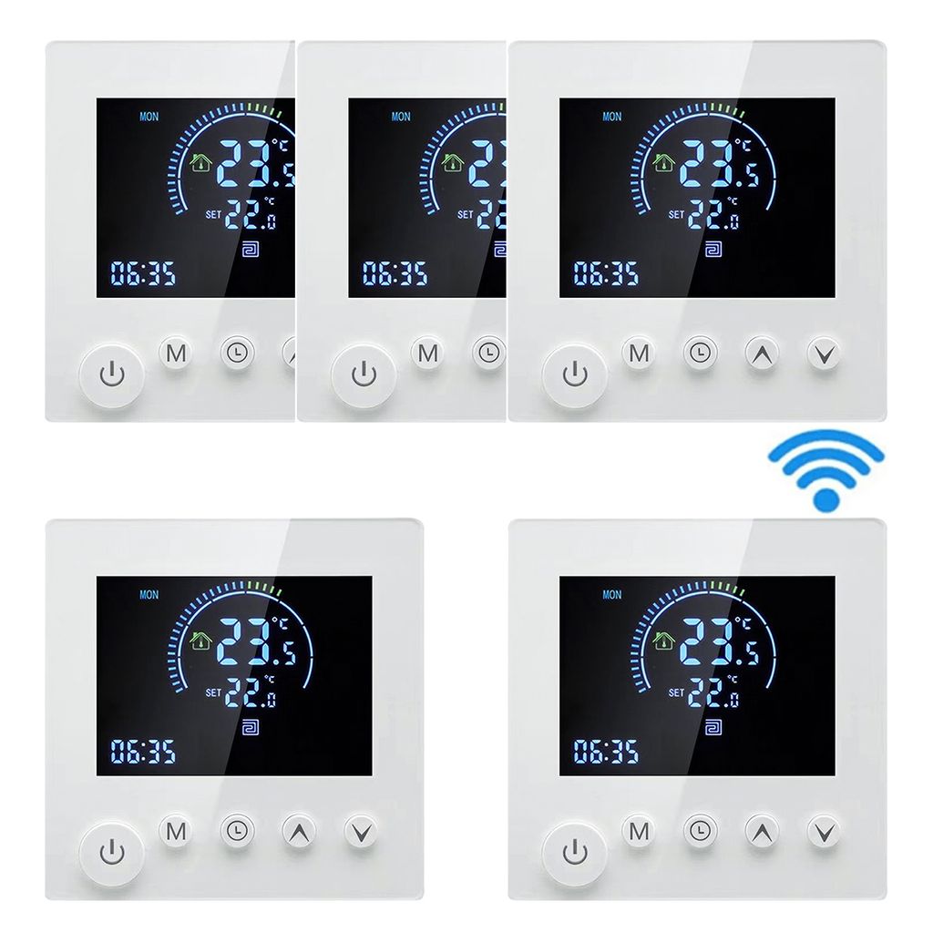 5X Tuya Smart WiFi Wandthermostat, programmierbare Fernbedienung, NTC-Sensor, Digital LCD Raumthermostat Thermostat fuer 16A Elektrische Heizung Wa...