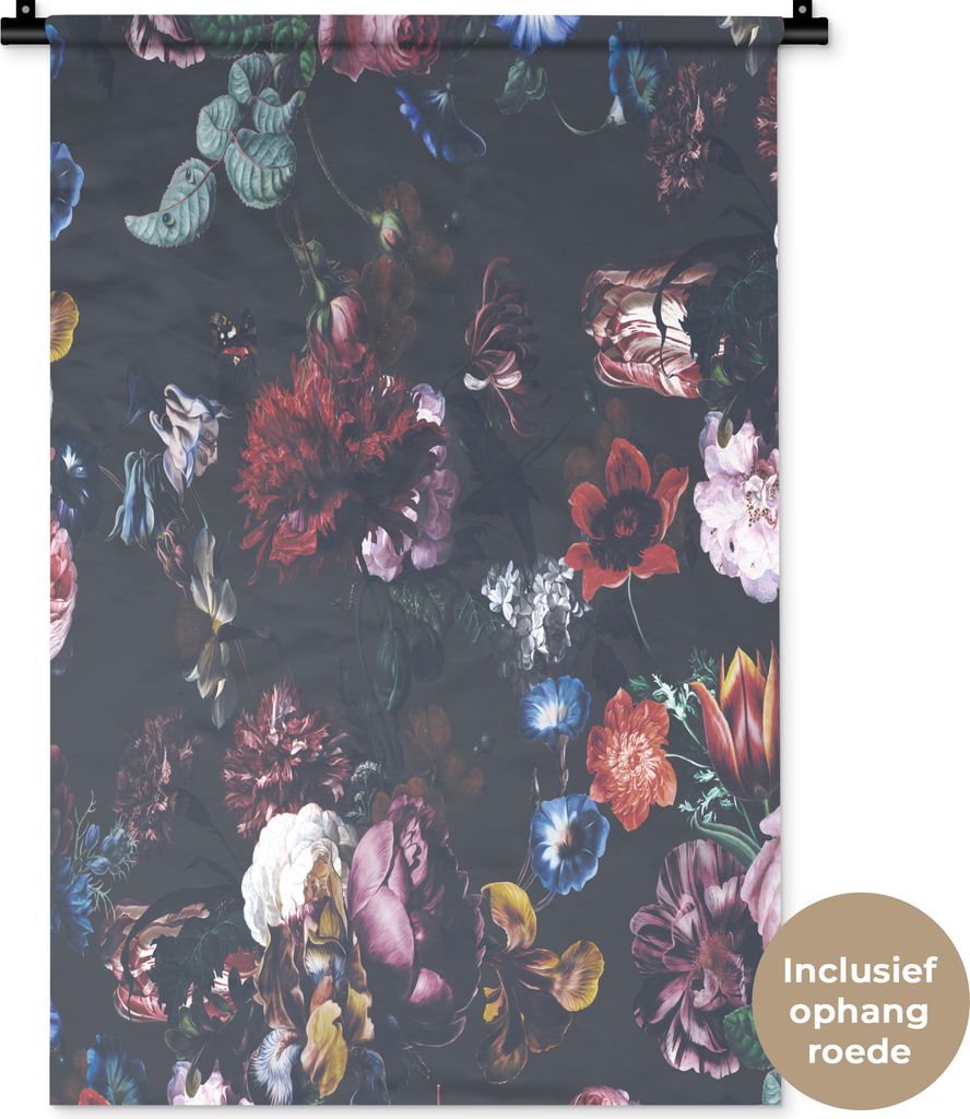 MuchoWow Wandteppich Wandbehang Blumen - Farben - Kunst 60x90 cm Tapisserie Dekoration Wandtuch - Foto-Teppich - Abwaschbar